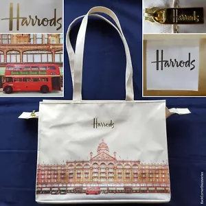 Harrods 15" Zippered Lined Vinyl Tote Bag. London England Department Store Image - Picture 1 of 24