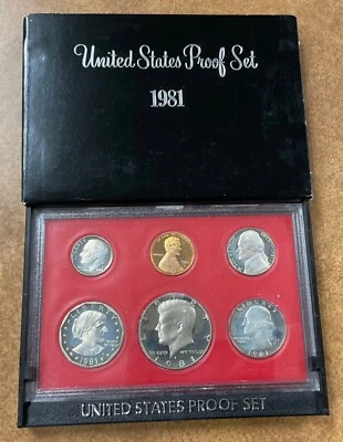 1981-S clear s PROOF set, SCARCE all but 25c have TYPE 2 S Mint mark - Image 1 of 4
