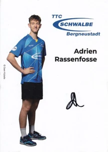 Adrien RASSENFOSSE - Belgium, Table Tennis, TTC Bergneustadt, Original Autograph! - Picture 1 of 1