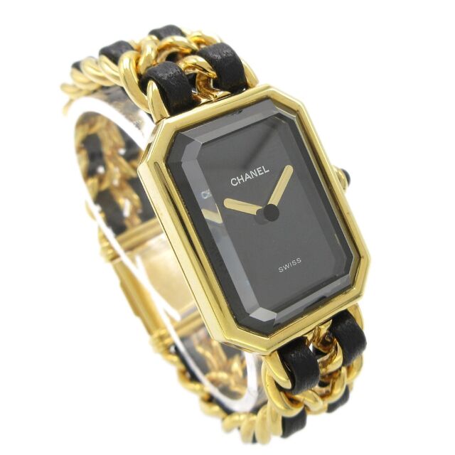 Chanel Premier L Size H0003 Vintage Ladies Watch K18Yg Yellow Gold Black  Dial Quartz Premiere