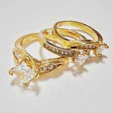 Gold Plated For Woman Engagement Stackable Zircon Ring Bling Artificial Diamond