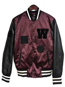The Weeknd x H&M Varsity Satin Souvenir XO Purple Black Bomber Jacket Size XS - Picture 1 of 20