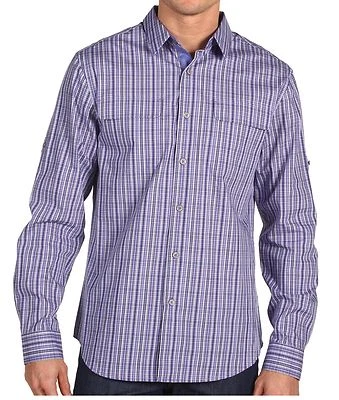 Nwt $128 Elie Tahari Zac Plaid Long Sleeve Cotton Sport Shirt Top Orion Purple M - Image 1 of 4