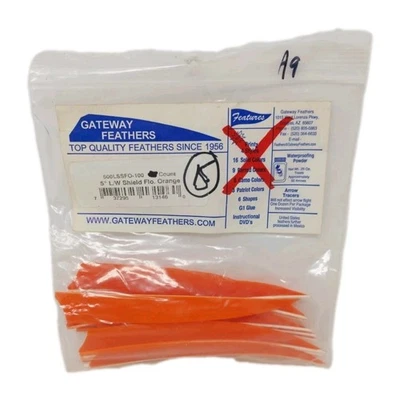 Plumas de flecha de tiro con arco de puerta de enlace de 15 unidades 5" ala izquierda: escudo naranja fluorescente Foto 1 de 2