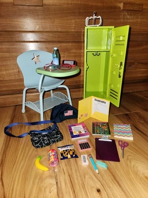 American Girl doll Desk & Locker Lot With  Books Snacks School Accessories EUC  - Image 1 of 4