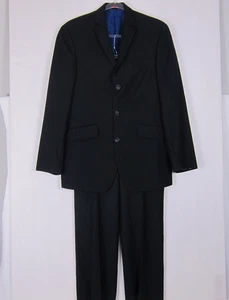 Billy London Reino Unido Traje Negro a Rayas Blazer y Pantalones Para Hombre Talla 36R Pantalones 30x30 - Imagen 1 de 18