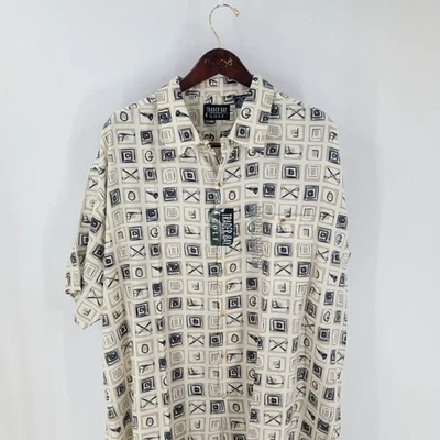 NWT Vintage 90s Y2K Sears Trader Bay Golf Short Button-Up Shirt Beige Size 2XL - Image 1 of 4