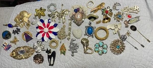 Konvolut 42 Teile verschiedene Broschen, Anstecknadeln gemischt Vintage bis jetzt - Bild 1 von 17