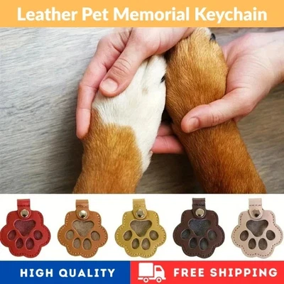 Leather Pet Memorial Keychain, Pet Hair Keepsake, Pet Fur Holder Keychain Bag - Image 1 of 4