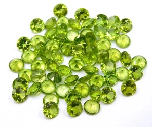 Natural 60 Pcs Peridot Round Cut 5 mm Certified Loose Gemstone Lot + Free Gift - Picture 1 of 8