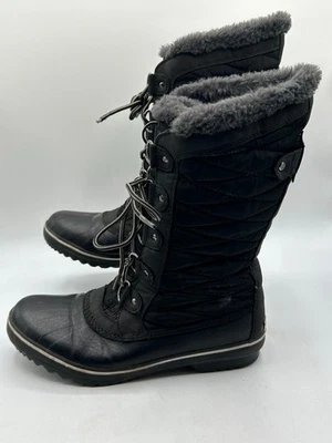 JBU By Jambu Snow Boot Women's Sz 9M Black Leather Fur Trim Mid Calf Lace Up - Image 1 of 4