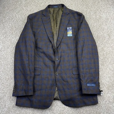 NUEVO Abrigo Blazer Chaqueta Deportivo Stafford Mezcla Lana Para Hombre Talla 44 Marrón Azul Cuadros Foto 1 de 4