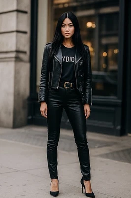 Legging pequeño de diseñador Blanc Noir negro imitación piel de serpiente hecho en EE. UU. Foto 1 de 4