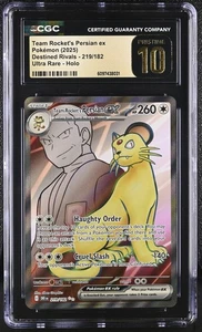 2025 Destined Rivals #219/182 Team Rocket's Persian ex holo CGC 10 - Foto 1 di 2