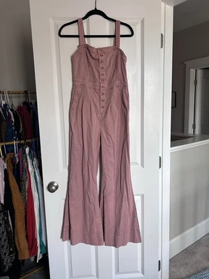 Mono Anthropologie Pilcro Talla 2 Rosa Desmond Lino Boho Acampanado Jersey Utilitario Foto 1 de 4