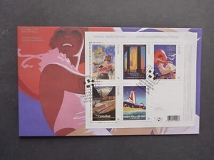 CANADA 2022 VINTAGE TRAVEL POSTERS 5 STAMP MINI SHEET FIRST DAY COVER - Foto 1 di 1