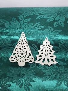 Lot of 2 LENOX Charms Pierced Christmas Tree Ornaments Lattice Look Porcelain - Picture 1 of 8