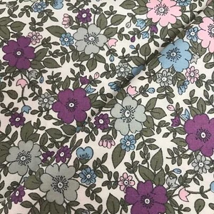 Rose & Hubble 100% Cotton Fabric - Lilac, Pink & Sage Pansy print CP0223 uk - Picture 1 of 1