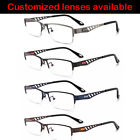 Mens Business Rectangle Eyeglass Frames Alloy Half Frame Glasses Frame Rx-able