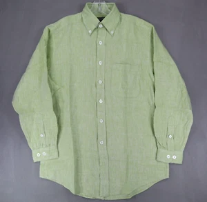 New J Peterman Company Men Button Down Shirt S Green Oversized Long Sleeve Linen - Picture 1 of 5