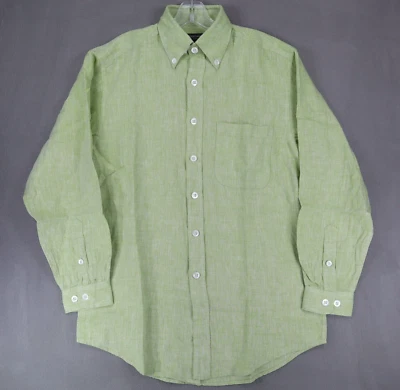 New J Peterman Company Men Button Down Shirt S Green Oversized Long Sleeve Linen - Image 1 of 4