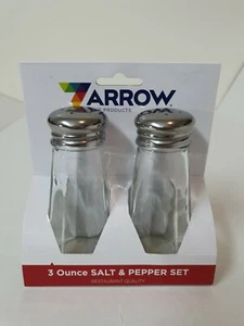 Arrow Home Products , 3-Ounce, Salt and Pepper Set 3 oz Silver Top, New.  - Picture 1 of 12