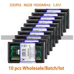 Kingston 10pcs 8GB Ram DDR3-1600MHz PC3-12800S SO-DIMM Laptop Memory 1.5V 204pin - Picture 1 of 6