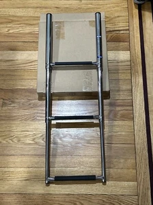 WINDLINE MARINE STAINLESS STEEL 3 STEP FOLDABLE BOAT BOARDING LADDER FRESHWATER - Picture 1 of 5