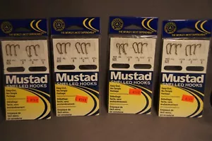 4 NEW PACKS OF SNELLED MUSTAD SIZE 8 / 6 LB TEST / ~6" LEADERS (24 TTL HOOK) - Picture 1 of 4