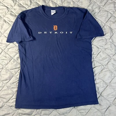 VINTAGE Detroit Tigers Shirt Mens Large Blue Orange MLB Baseball Michigan Gym - Image 1 of 4