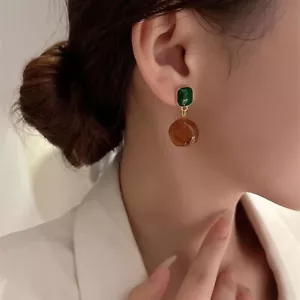 Dark Green Coffee Earrings Vintage Style Fashion Jewelry for Women Girls Gift AU - Picture 1 of 14