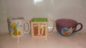 LOT (3) DISNEY STORE COFFEE MUGS FEATURING PETER PAN'S TINKERBELL SQUARE LARGE - Picture 1 of 6