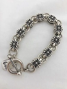 Sterling Silber .925 schwer 1/2" breit Fleur de Lis Gliederarmband 9 1/2" Knebelarmband - Bild 1 von 11