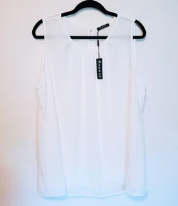 Beyove Womens Size XXL White Lined Sleeveless Pleated Loose Fitting Tank Top - Picture 1 of 6