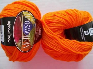 Mary Maxim Ultra Mellowspun DK yarn, Hot Orange, lot of 2 (174 yds ea) - Picture 1 of 2