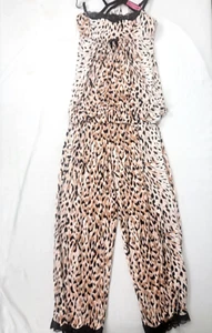 BETSEY JOHNSON 2 pc Slinky Knit Animal Print Pajamas pants shirt tank SMALL New - Picture 1 of 9