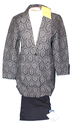 Diálogo Damas Pantalón Traje Conjunto Brocado Talla 8 Azul Oscuro Azul Marino Pantalones Chaqueta Blazer Foto 1 de 4