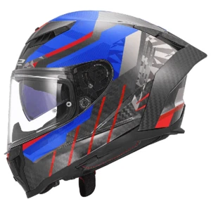 CASCO INTEGRALE LS2 FF807 DRAGON TRAX CARBON BLU ROSSO VISIERINO E PINLOCK - Foto 1 di 8