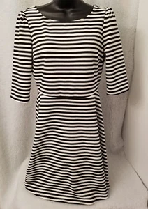 Pixley Womens Dress Size M Medium Black White Striped - Picture 1 of 3