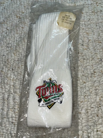 NWT Sealed Vintage Minnesota Twins World Series Champions 1991 Socks Rare Cover