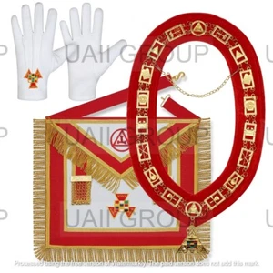 Masonic Royal Arch PHP Past High Priest Apron, Chain Collar, Jewel and Gloves - Picture 1 of 6