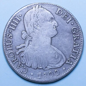 MEXICO CARLO IV 8 REALES 1800 FM Mo qBB ARGENTO SILVER COIN MONETA NUMISMATICA - Imagen 1 de 2