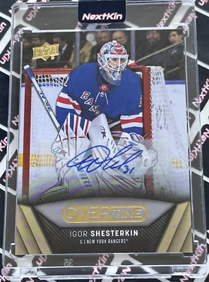 2024-25 UPPER DECK OVERTIME BASE GOLD FOIL AUTO Igor Shesterkin 37 RANGERS - Image 1 of 2