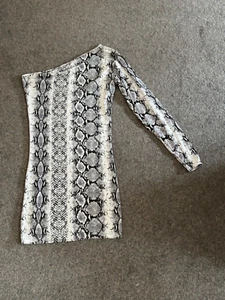 Femme Luxe Snake Skin Single Sleeve Bodycon Dress - UK 8 - Picture 1 of 3