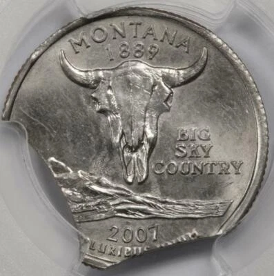 2007 PCGS MS62 20% Double Clipped Planchet Montana Quarter Mint Error Rare Date - Image 1 of 4