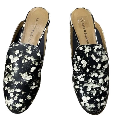 Mules superiores de cuero floral de primavera Lucky Brand. Talla 7,5 Foto 1 de 4
