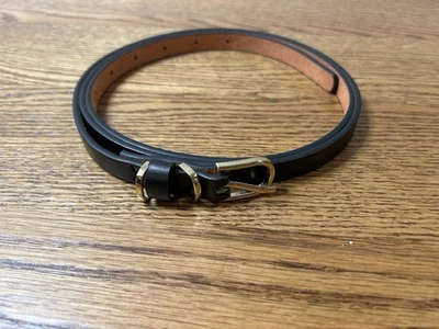 Black Belt Women’s Gold Skinny Dress Belt Gold Buckle  - Image 1 of 4