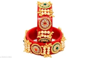Traditional Look Designer Wedding Look Bangles Indian Style Set For Women (2Pcs) - Picture 1 of 12