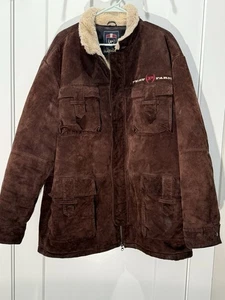Phat Farm Men's Leather Heavy Shearling Jacket/Coat Men's XL Fur Lining Pockets - Picture 1 of 15