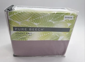 Juego de sábanas de punto Pure Beech Jersey Queen 100 % modal lila suave juego de 4 piezas NUEVO - Imagen 1 de 11